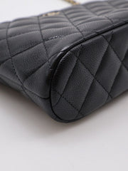CHANEL 24A Grained Calfskin Shell Bag - Black with Gold Hardware