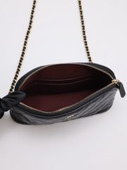CHANEL 24A Grained Calfskin Shell Bag - Black with Gold Hardware