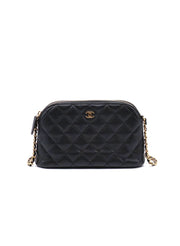 CHANEL 24A Grained Calfskin Shell Bag - Black with Gold Hardware