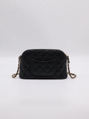 CHANEL 24A Grained Calfskin Shell Bag - Black with Gold Hardware