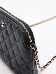 CHANEL 24A Grained Calfskin Shell Bag - Black with Gold Hardware