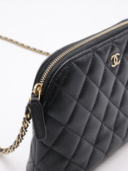 CHANEL 24A Grained Calfskin Shell Bag - Black with Gold Hardware