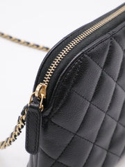CHANEL 24A Grained Calfskin Shell Bag - Black with Gold Hardware