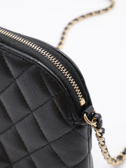 CHANEL 24A Grained Calfskin Shell Bag - Black with Gold Hardware