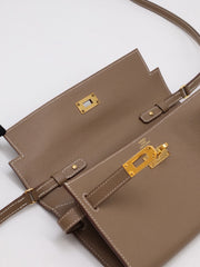HERMES Kelly To Go - Etoupe with Gold Hardware [U]