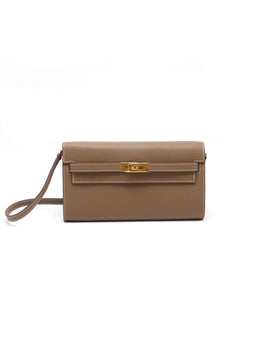 HERMES Kelly To Go - Etoupe with Gold Hardware [U]
