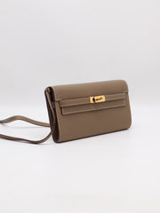 HERMES Kelly To Go - Etoupe with Gold Hardware [U]