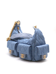 CHANEL 25C Large Hobo Bag Small - Light Denim with Gold Hardware