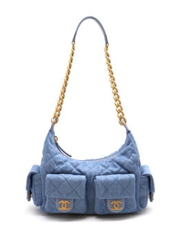 CHANEL 25C Large Hobo Bag Small - Light Denim with Gold Hardware
