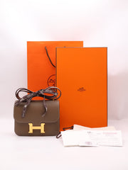 HERMES Mini Constance 19 - Etoupe with Gold Hardware