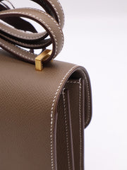 HERMES Mini Constance 19 - Etoupe with Gold Hardware