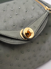 HERMES Mini Lindy Ostrich - Vert Amande with Gold Hardware [U]