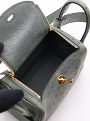 HERMES Mini Lindy Ostrich - Vert Amande with Gold Hardware [U]