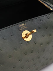 HERMES Mini Lindy Ostrich - Vert Amande with Gold Hardware [U]