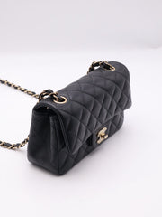 CHANEL Classic Rectangular Mini Flap Bag 20 Grained Calfskin - Black with Gold Hardware [Series 25]