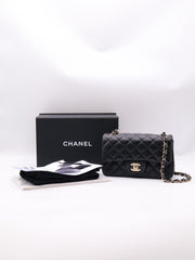 CHANEL Classic Rectangular Mini Flap Bag 20 Grained Calfskin - Black with Gold Hardware [Series 25]
