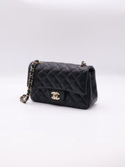 CHANEL Classic Rectangular Mini Flap Bag 20 Grained Calfskin - Black with Gold Hardware [Series 25]