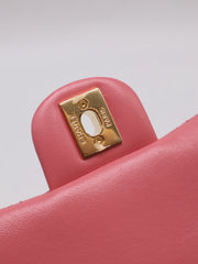 CHANEL 23B Top Handle Classic Flap Small - Lipstick Pink with Gold Hardware