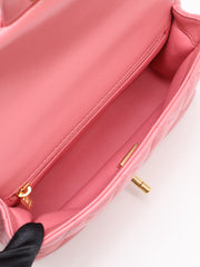 CHANEL 23B Top Handle Classic Flap Small - Lipstick Pink with Gold Hardware