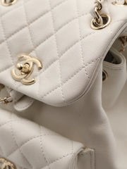 CHANEL Duma Calfskin Backpack Small - White with Gold Hardware