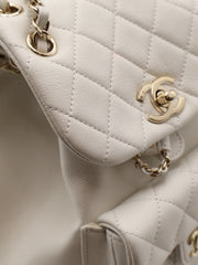 CHANEL Duma Calfskin Backpack Small - White with Gold Hardware