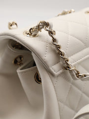 CHANEL Duma Calfskin Backpack Small - White with Gold Hardware