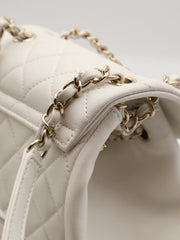 CHANEL Duma Calfskin Backpack Small - White with Gold Hardware