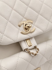 CHANEL Duma Calfskin Backpack Small - White with Gold Hardware