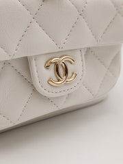 CHANEL Duma Calfskin Backpack Small - White with Gold Hardware