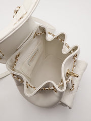 CHANEL Duma Calfskin Backpack Small - White with Gold Hardware