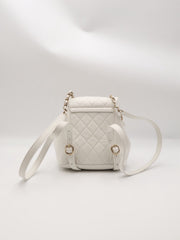 CHANEL Duma Calfskin Backpack Small - White with Gold Hardware