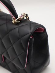 CHANEL 23P Top Handle Rectangular Mini Flap 20 - Black/Pink with Gold Hardware