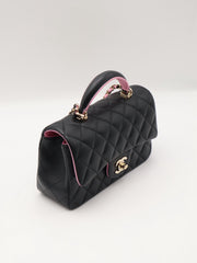CHANEL 23P Top Handle Rectangular Mini Flap 20 - Black/Pink with Gold Hardware