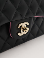 CHANEL 23P Top Handle Rectangular Mini Flap 20 - Black/Pink with Gold Hardware
