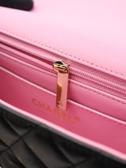 CHANEL 23P Top Handle Rectangular Mini Flap 20 - Black/Pink with Gold Hardware