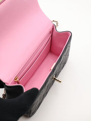 CHANEL 23P Top Handle Rectangular Mini Flap 20 - Black/Pink with Gold Hardware