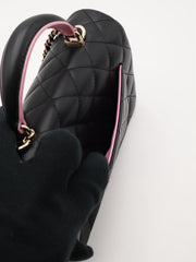 CHANEL 23P Top Handle Rectangular Mini Flap 20 - Black/Pink with Gold Hardware