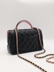 CHANEL 23P Top Handle Rectangular Mini Flap 20 - Black/Pink with Gold Hardware
