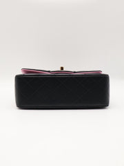 CHANEL 23P Top Handle Rectangular Mini Flap 20 - Black/Pink with Gold Hardware