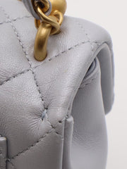 CHANEL 24P Pearl Top Handle Square Mini Flap Bag - Light Blue
