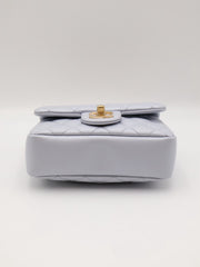 CHANEL 24P Pearl Top Handle Square Mini Flap Bag - Light Blue