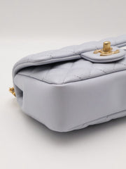 CHANEL 24P Pearl Top Handle Square Mini Flap Bag - Light Blue