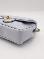 CHANEL 24P Pearl Top Handle Square Mini Flap Bag - Light Blue