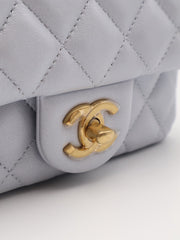CHANEL 24P Pearl Top Handle Square Mini Flap Bag - Light Blue
