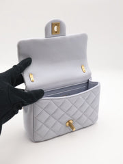 CHANEL 24P Pearl Top Handle Square Mini Flap Bag - Light Blue