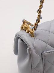 CHANEL 24P Pearl Top Handle Square Mini Flap Bag - Light Blue