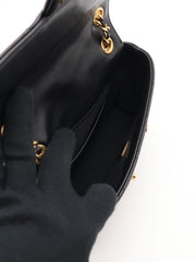 CHANEL 23K Quilted Caviar Leather Chain Around Flap Shoulder Bag - Black with Gold Hardware