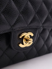 CHANEL Classic Flap Medium 23 Grained Calfskin - Black with Gold Hardware [Series 28]