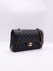 CHANEL Classic Flap Medium 23 Grained Calfskin - Black with Gold Hardware [Series 28]