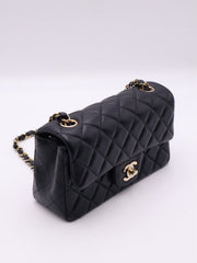 CHANEL Classic Rectangular Mini Flap Bag 20- Black with Gold Hardware